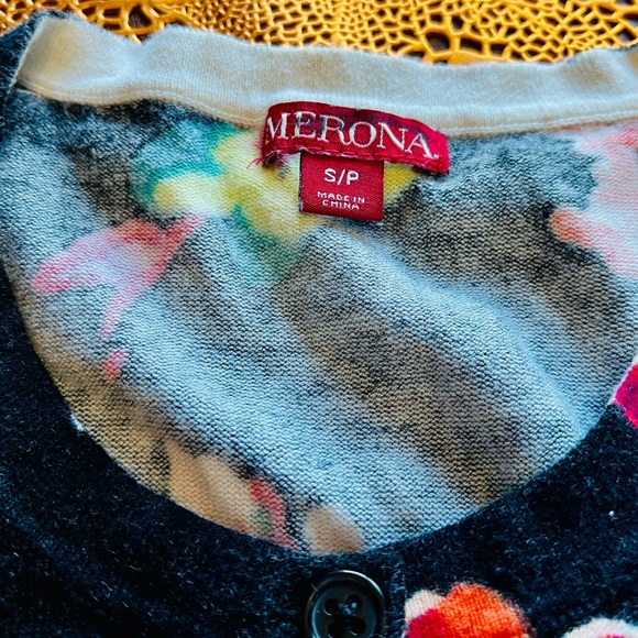 Merona Black Floral Cardigan - Size S - Picture 4 of 6